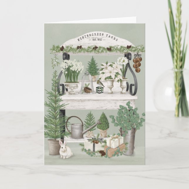 Modern vintage winter garden greeting card (Front)