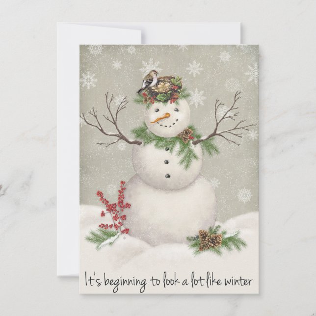 modern vintage winter garden snowman (Front)