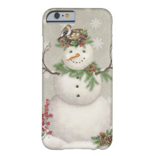 modern vintage winter garden snowman barely there iPhone 6 case