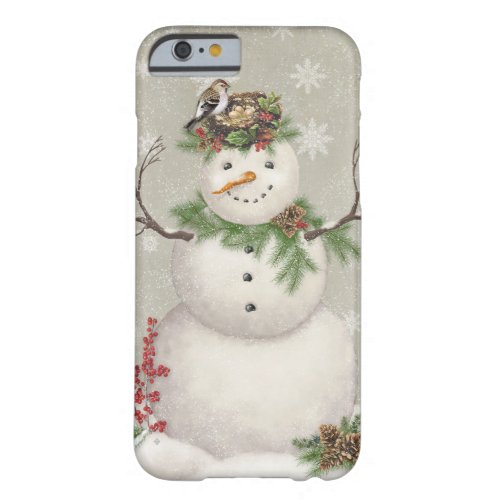 modern vintage winter garden snowman barely there iPhone 6 case