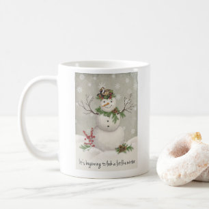 modern vintage winter garden snowman coffee mug