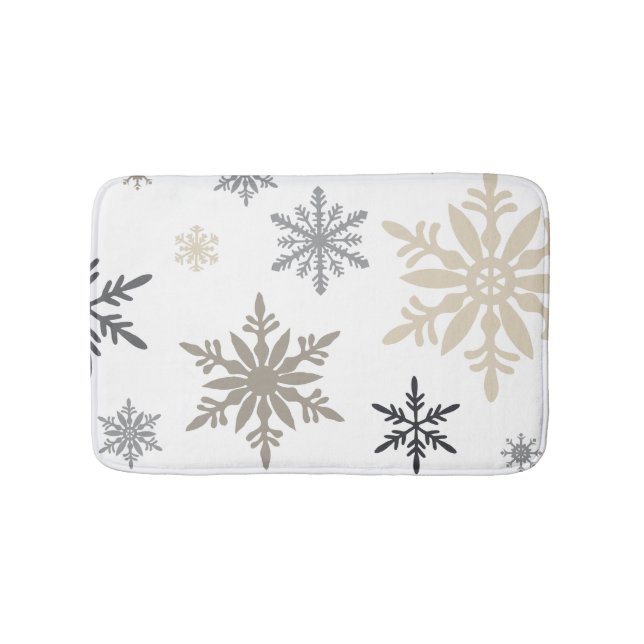 Modern Vintage winter snowflakes Bathroom Mat (Front)