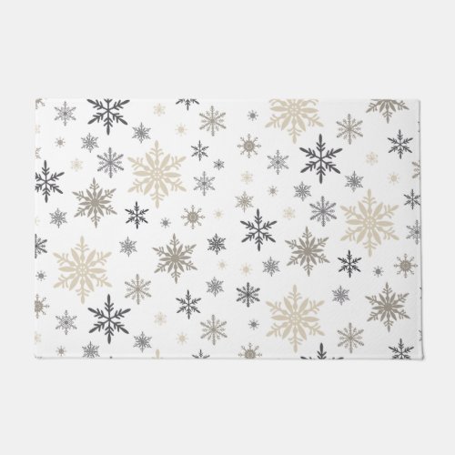 Modern Vintage winter snowflakes Doormat
