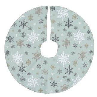modern vintage winter snowflakes faux linen tree skirt
