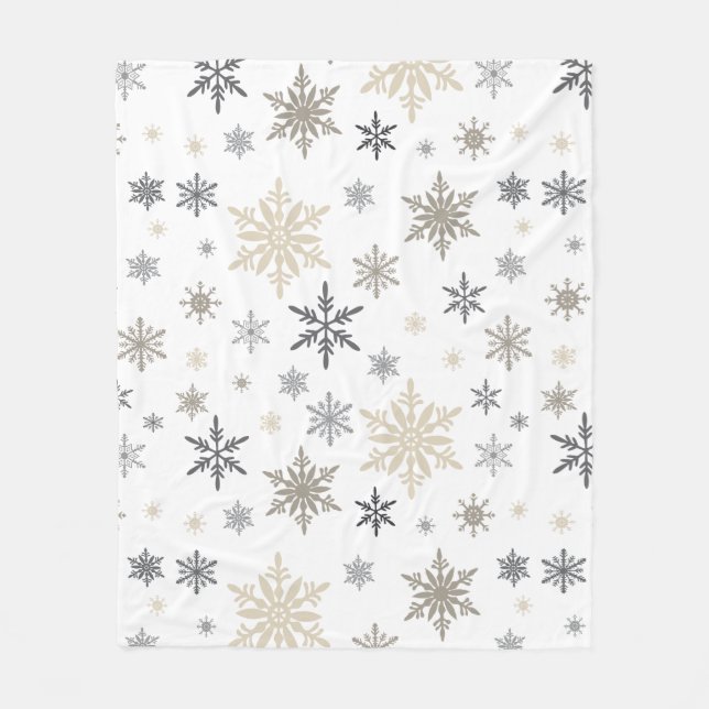 Modern Vintage winter snowflakes Fleece Blanket (Front)