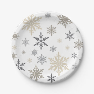 Modern Vintage winter snowflakes Paper Plates
