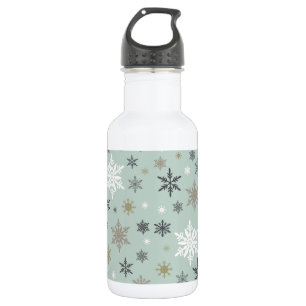 modern vintage winter snowflakes stainless steel water bottle