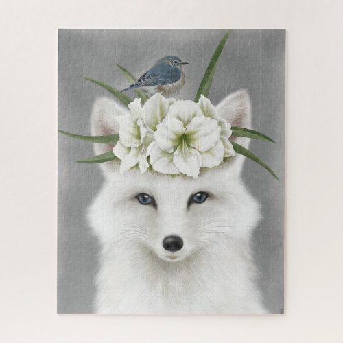 Modern vintage winter white fox jigsaw puzzle