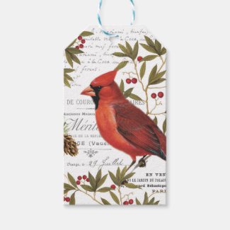 modern vintage winter woodland cardinal gift tags