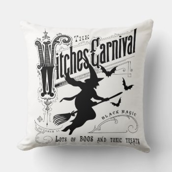 Modern Vintage Witch Halloween Pillow by GIFTSBYHEATHERMYERS at Zazzle