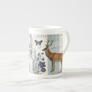 modern vintage woodland deer bone china mug