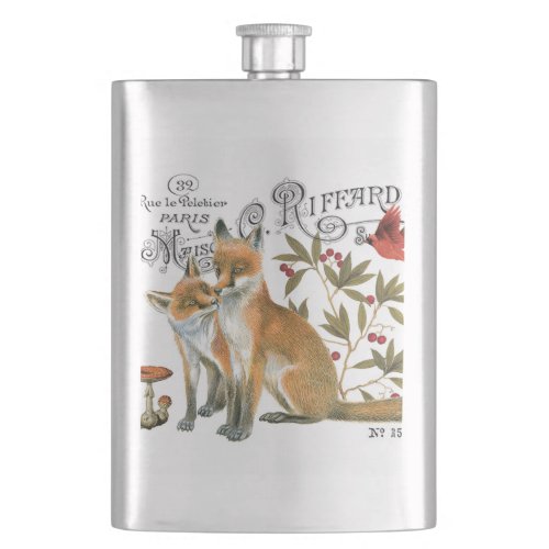 modern vintage woodland fox hip flask