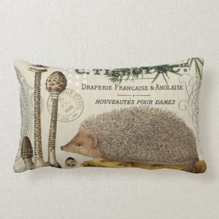 Modern Vintage Woodland Hedgehog Lumbar Pillow