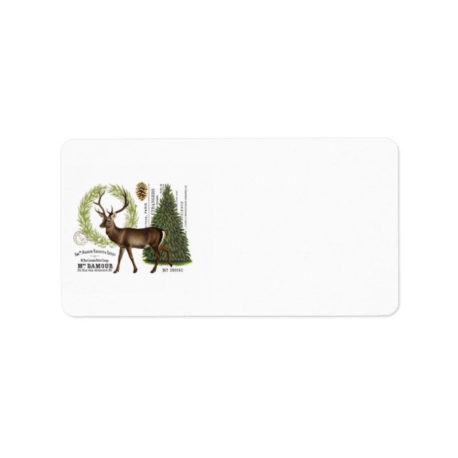 modern vintage woodland winter deer label (Front)