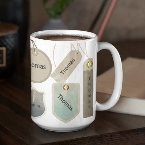Modern_Vintage Your Name Tag  Unique Personalized Coffee Mug