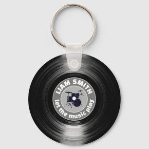 Modern Vinyl Record Drums Keychain
