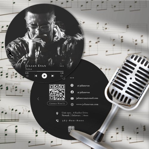 Modern Vinyl Record Musician Photo Business Card