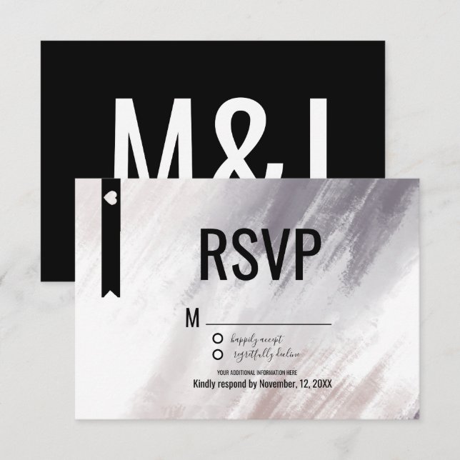 Modern Violet Abstract Blush Strokes Wedding RSVP Invitation (Front/Back)