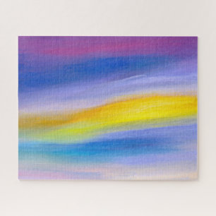 Modern Violet and Golden Ray Abstract Art Puzzle