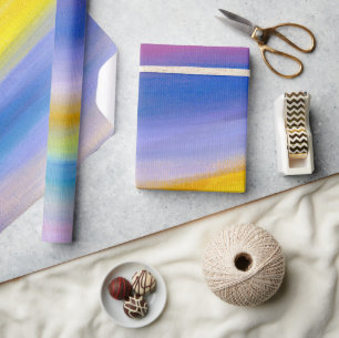 Modern Violet and Golden Ray Abstract Wrapping Paper