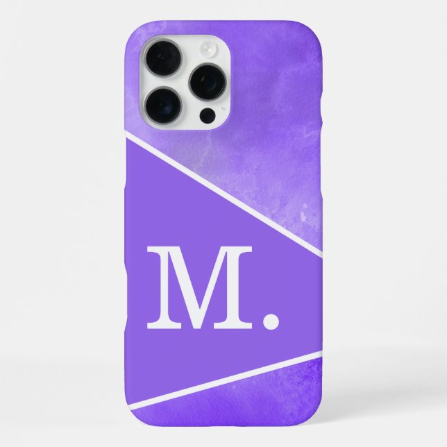Modern Violet Blue Monogram Iphone Case (Back)