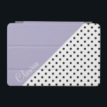 Modern violet geometric retro polka dots pattern iPad mini cover<br><div class="desc">A beautiful combination of modern geometric and retro black polka dots design.</div>