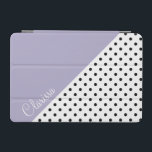 Modern violet geometric retro polka dots pattern iPad mini cover<br><div class="desc">A beautiful combination of modern geometric and retro black polka dots design.</div>
