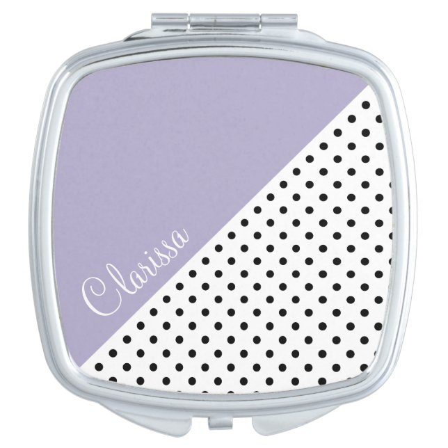 Modern violet geometric retro polka dots pattern mirror for makeup (Front)