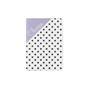 Modern violet geometric retro polka dots pattern passport holder
