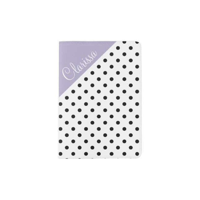 Modern violet geometric retro polka dots pattern passport holder (Front)