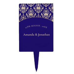 Modern Violet Purple and Gold Pattern Wedding Cake Topper