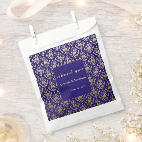 Modern Violet Purple and Gold Pattern Wedding Favor Bag