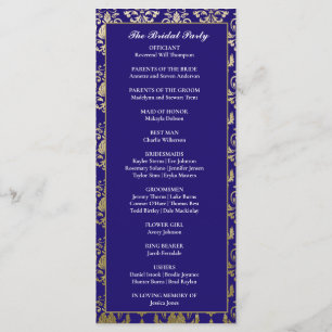 Modern Violet Purple and Gold Pattern Wedding Program