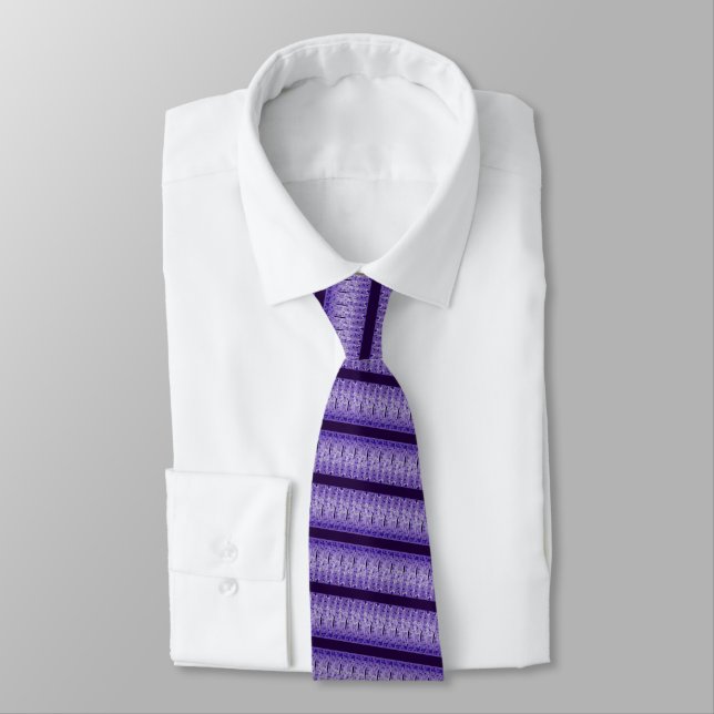 Modern Violet Purple Blue Black Stripes Neck Tie (Tied)