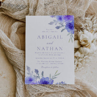 Modern Violet Purple Floral Wedding Invitation