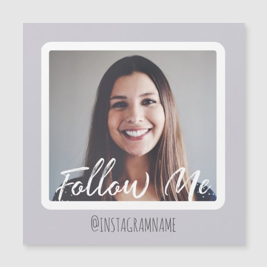Modern Violet Social Media Follow Me Photo Magnet (Front)