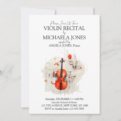 Modern Violin Music Recital Invitation  Program 
