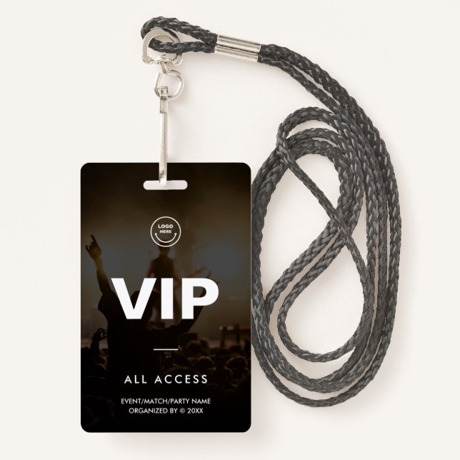Modern VIP All Access Event Concert Match Party Badge (Front with Lanyard)