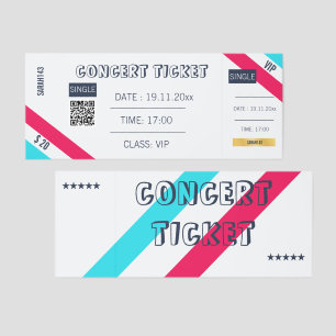 Modern VIP Concert Ticket Voucher - Teal & Pink