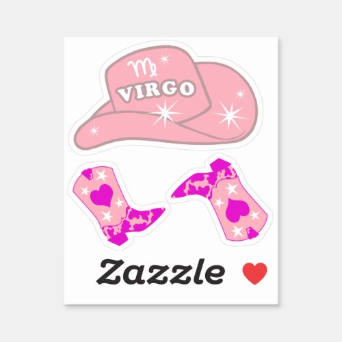 Modern Virgo Zodiac Pink Cowgirl Pack     Sticker