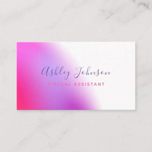 Modern Virtual Assistant Remote Worker Neon Pink  Business Card