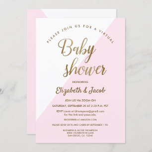 Modern Virtual Chic Baby Shower Pink Baby Girl Invitation