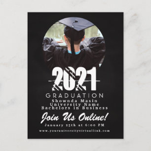 Modern Virtual Graduation Chalk Board Photo Postcard