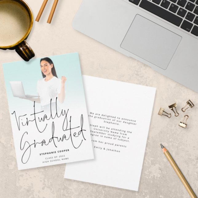 Modern Virtually Graduated Photo 2022 Graduation Announcement (Creator Uploaded)