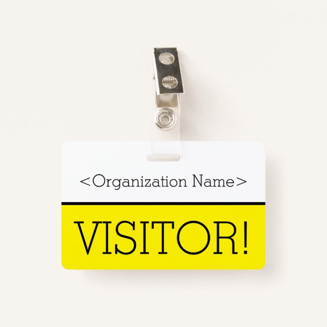 Modern "VISITOR!" Badge (Front with Clip)