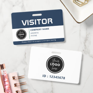 Modern Visitor Pass ID Badge Blue