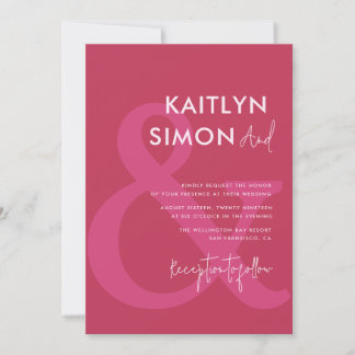 modern viva magenta and pink wedding invitation