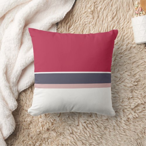 Modern Viva Magenta Purple Pink Stripes Throw Pillow