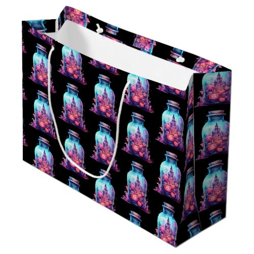 Modern Vivid pastel blue and pastel pink Halloween Large Gift Bag