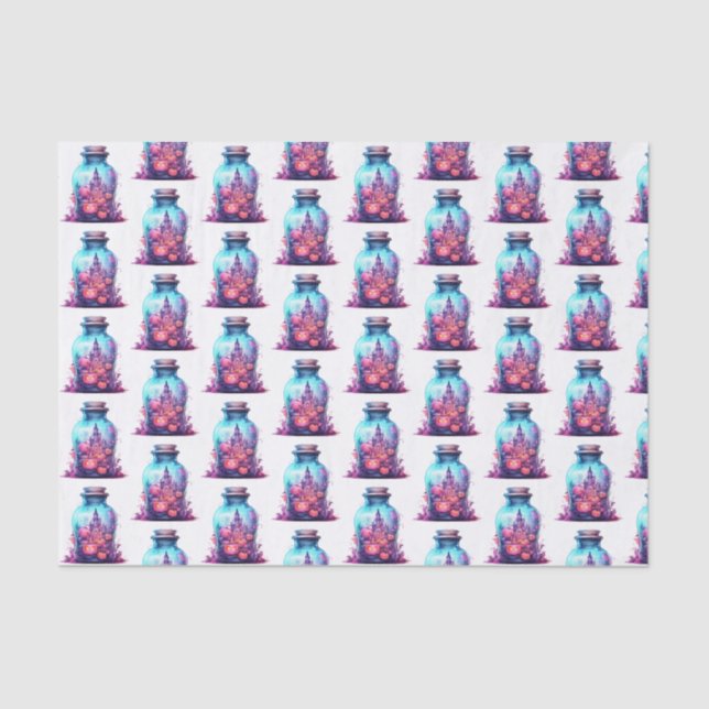 Modern Vivid pastel blue and pastel pink Halloween Tissue Paper (Front)